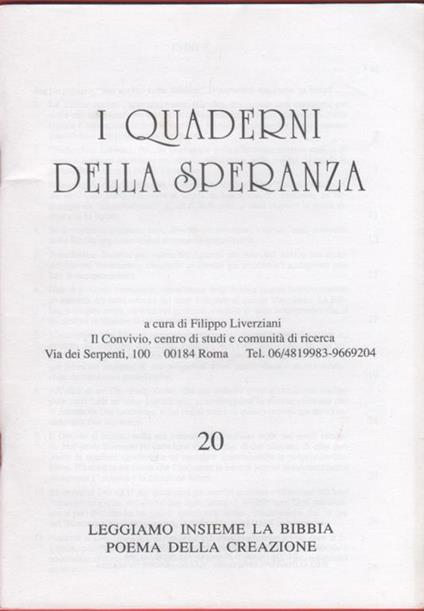 I quaderni della speranza. n. 20, 1998 - copertina