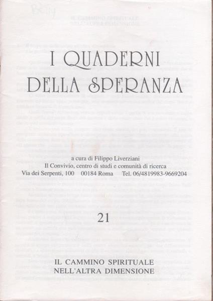 I quaderni della speranza. n. 21, 1999 - copertina