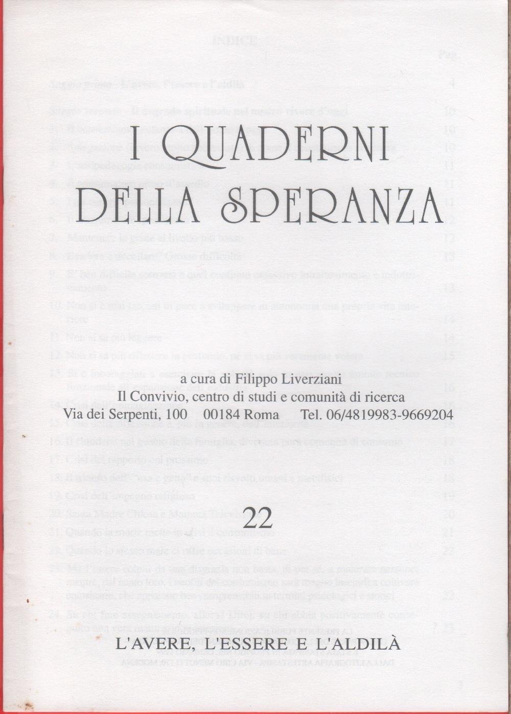I quaderni della speranza. n. 22, 1999