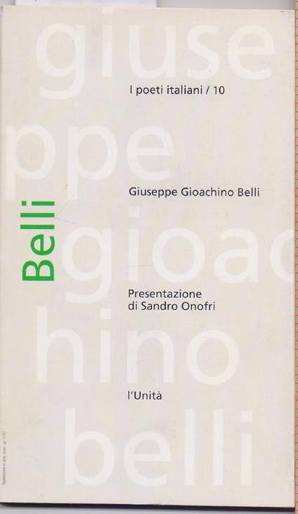 Giuseppe Giochino Belli - presentazione di Sandro Onofri - copertina