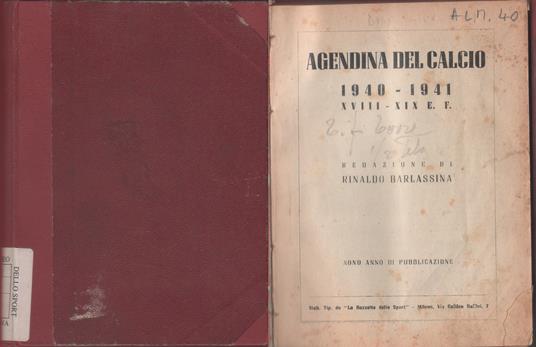 Agendina del calcio 1940-1941 - copertina