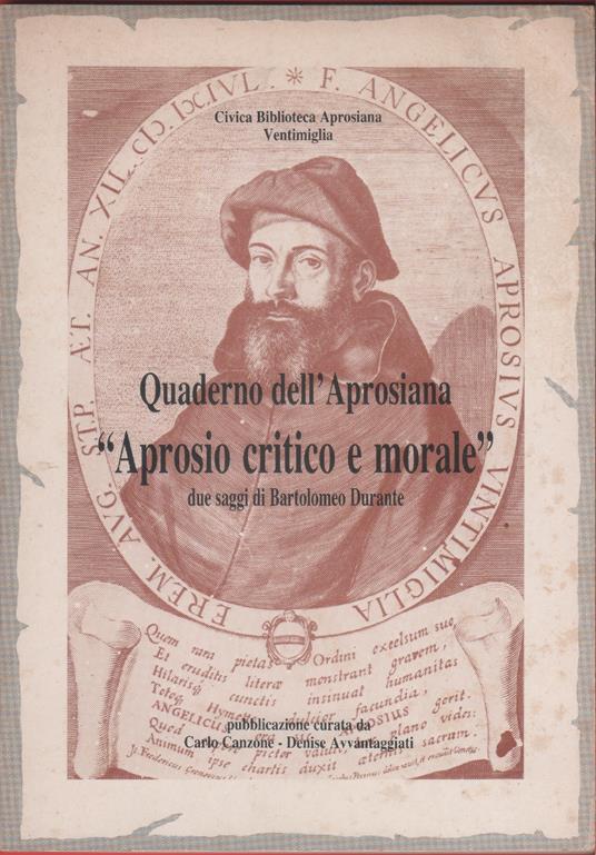 Aprosio critico e morale, due saggi di Bartolomeo Durante - Bartolomeo Durante - copertina