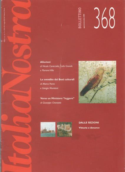 Italia Nostra. Bollettino n. 368, agosto-settembre 2000 - copertina