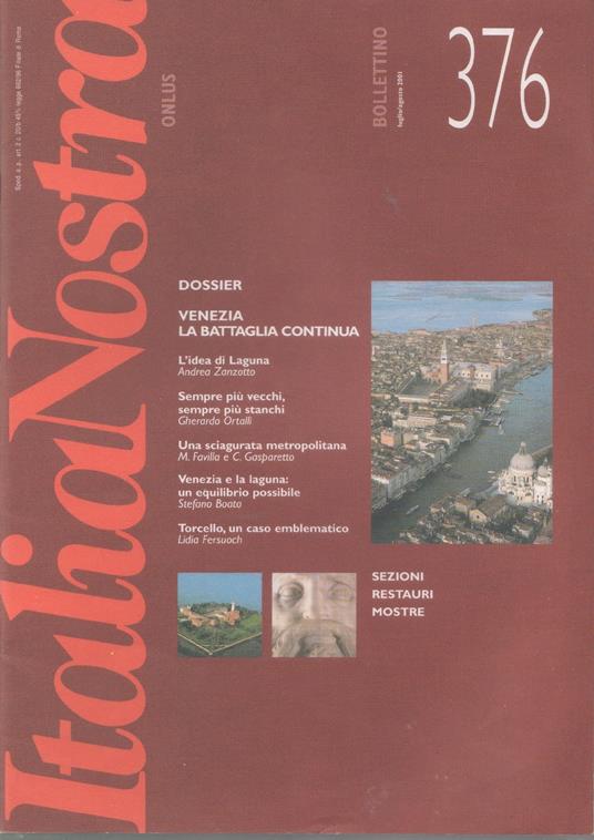 Italia Nostra. Bollettino n. 376, luglio-agosto 2001 - copertina