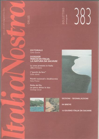 Italia Nostra. Bollettino n. 383, aprile-maggio 2002 - copertina