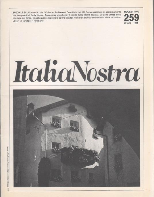 Italia Nostra. Bollettino n. 259, luglio 1988 - copertina