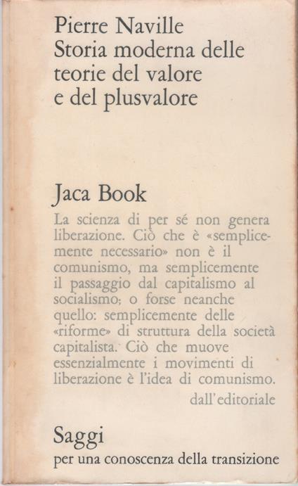 Storia moderna delle teorie del valore e del plusvalore - Pierre Naville - Pierre Naville - copertina