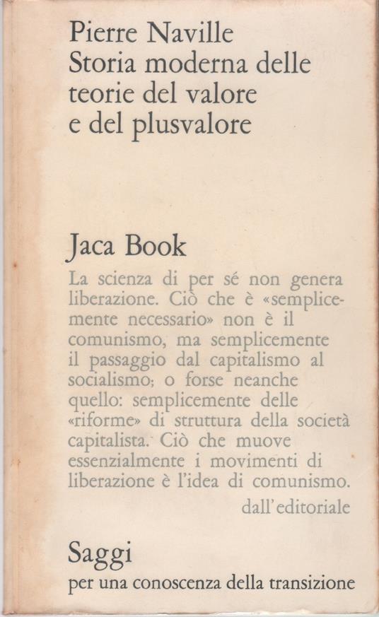 Storia moderna delle teorie del valore e del plusvalore - Pierre Naville - Pierre Naville - copertina