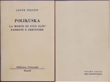 Polikuska. La morte di Ivan Iliic Padrone e servitore ( 1654- 1656 B.U.R.) - Leone Tolstoi - Lev Tolstoj - copertina