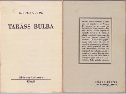 Tarass Bulba ( 1724-1725 B.U.R.) - Nicola Gogol - Nikolaj Gogol' - copertina