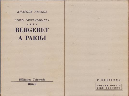 Bergeret a Parigi. Storia Contemporanea ( 571-572 B.U.R.) - Anatole France - Anatole France - copertina