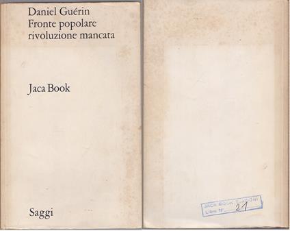 Fronte popolare rivoluzione mancata - Daniel Guerin - Daniel Guerin - copertina