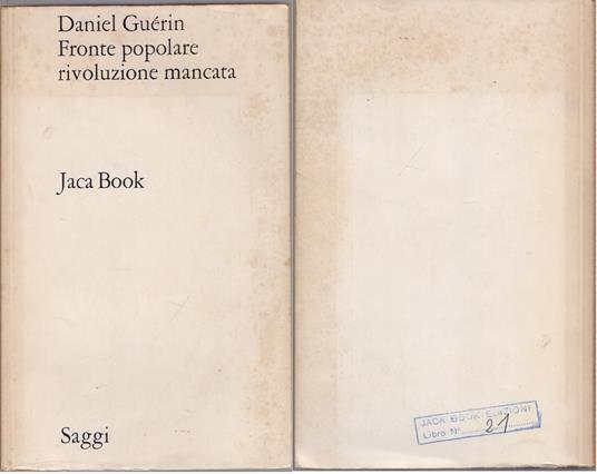 Fronte popolare rivoluzione mancata - Daniel Guerin - Daniel Guerin - copertina
