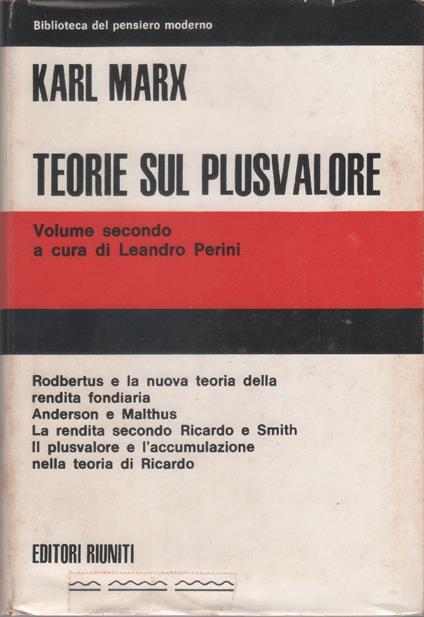 Teorie del plusvalore. Volume secondo - Karl Marx - copertina