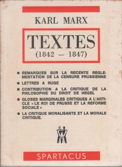 Textes (1842-1847) - Karl Marx - Karl Marx - copertina