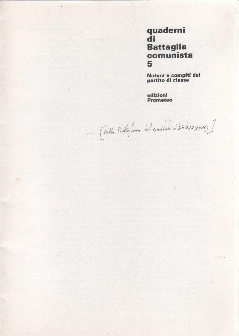 Natura e compiti del partito di classe