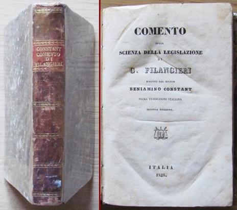 Comento Sulla Scienza Della Legislazione Di G. Filangeri. Ed. Italia, Ii Ed. 1828 - Benjamin Constant - copertina