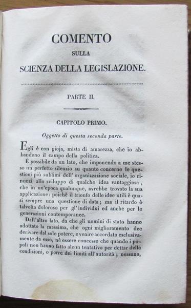 Comento Sulla Scienza Della Legislazione Di G. Filangeri. Ed. Italia, Ii Ed. 1828