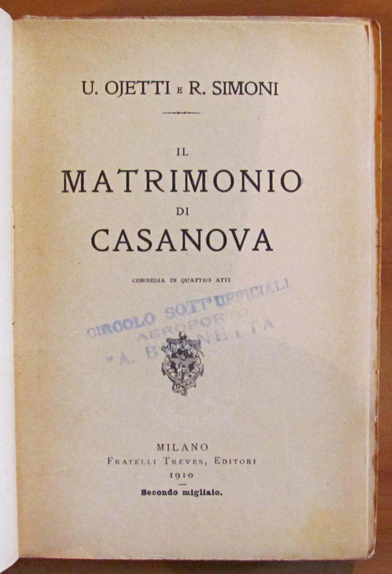 Il MATRIMONIO DI CASANOVA - Commedia in 4 atti