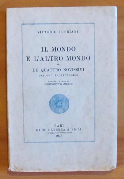 Il Mondo E L'Altro Mondo - De' Quattro Novissimi - Dialogo Escatologico - Vittorio Imbriani - copertina