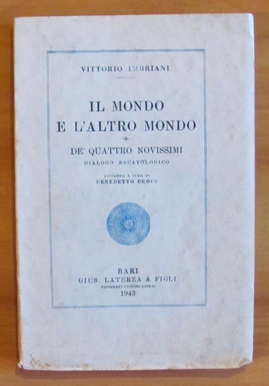 Il Mondo E L'Altro Mondo - De' Quattro Novissimi - Dialogo Escatologico - Vittorio Imbriani - copertina