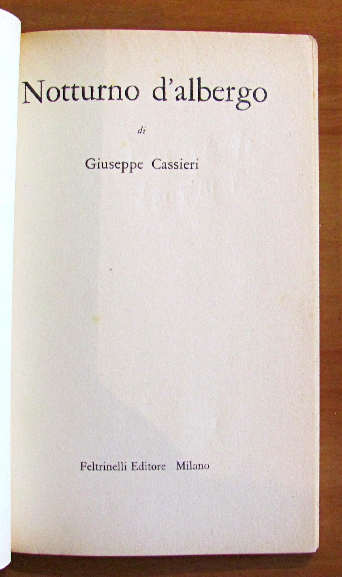 Notturno D'Albergo Collana "Universale Economica" 331 - Scrittori D'Oggi