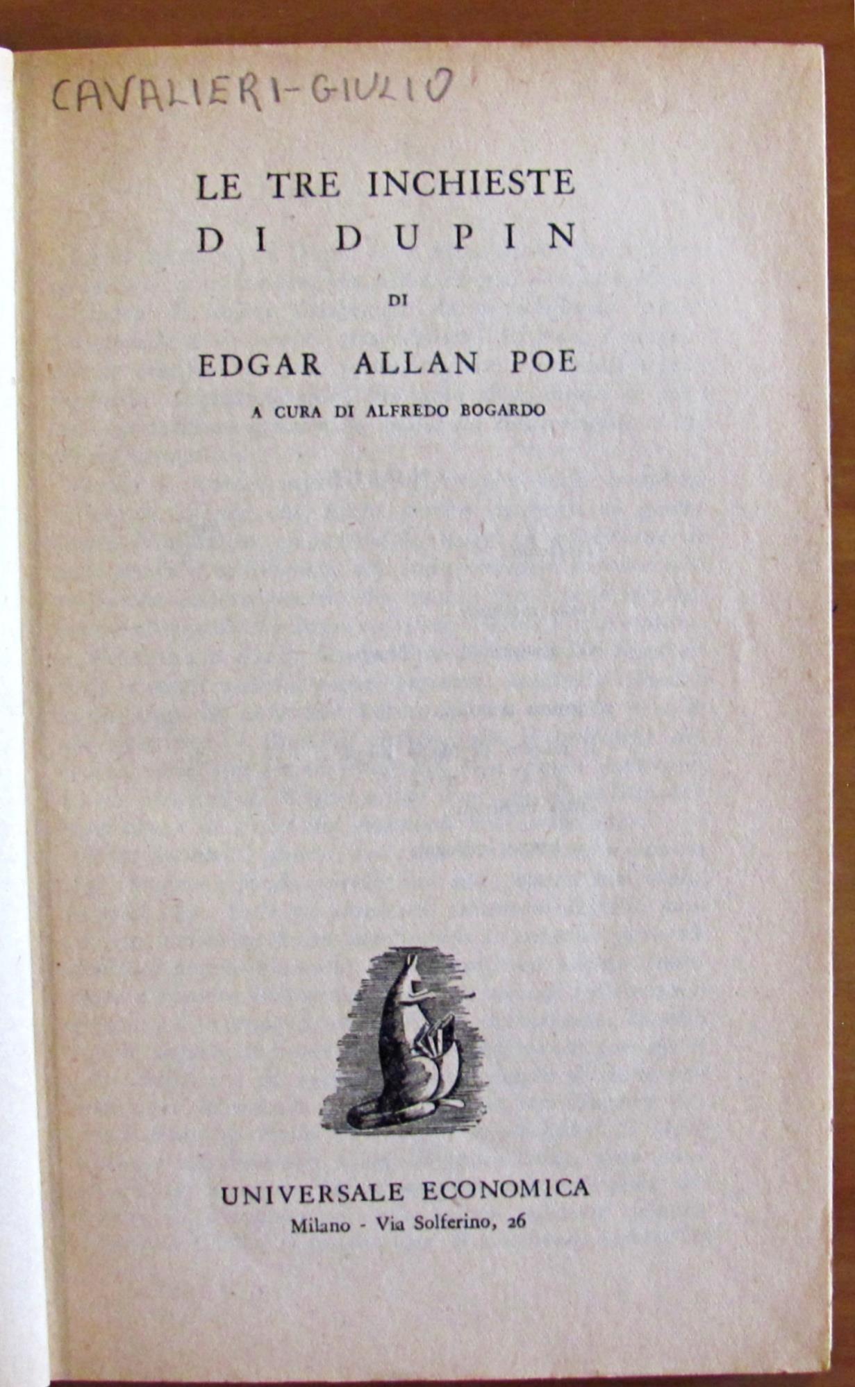 Le Tre Inchieste Di Dupin - Collana Universale Economica