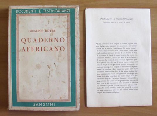 Quaderno Affricano - Giuseppe Bottai - copertina
