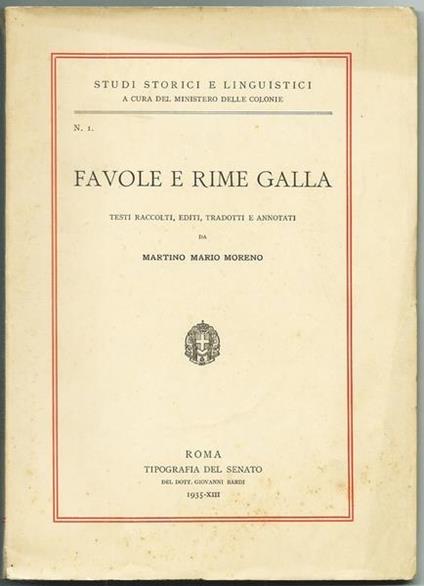 Favole E Rime Galla Roma Tip. Del Senato 1935 - Martino M. Moreno - copertina