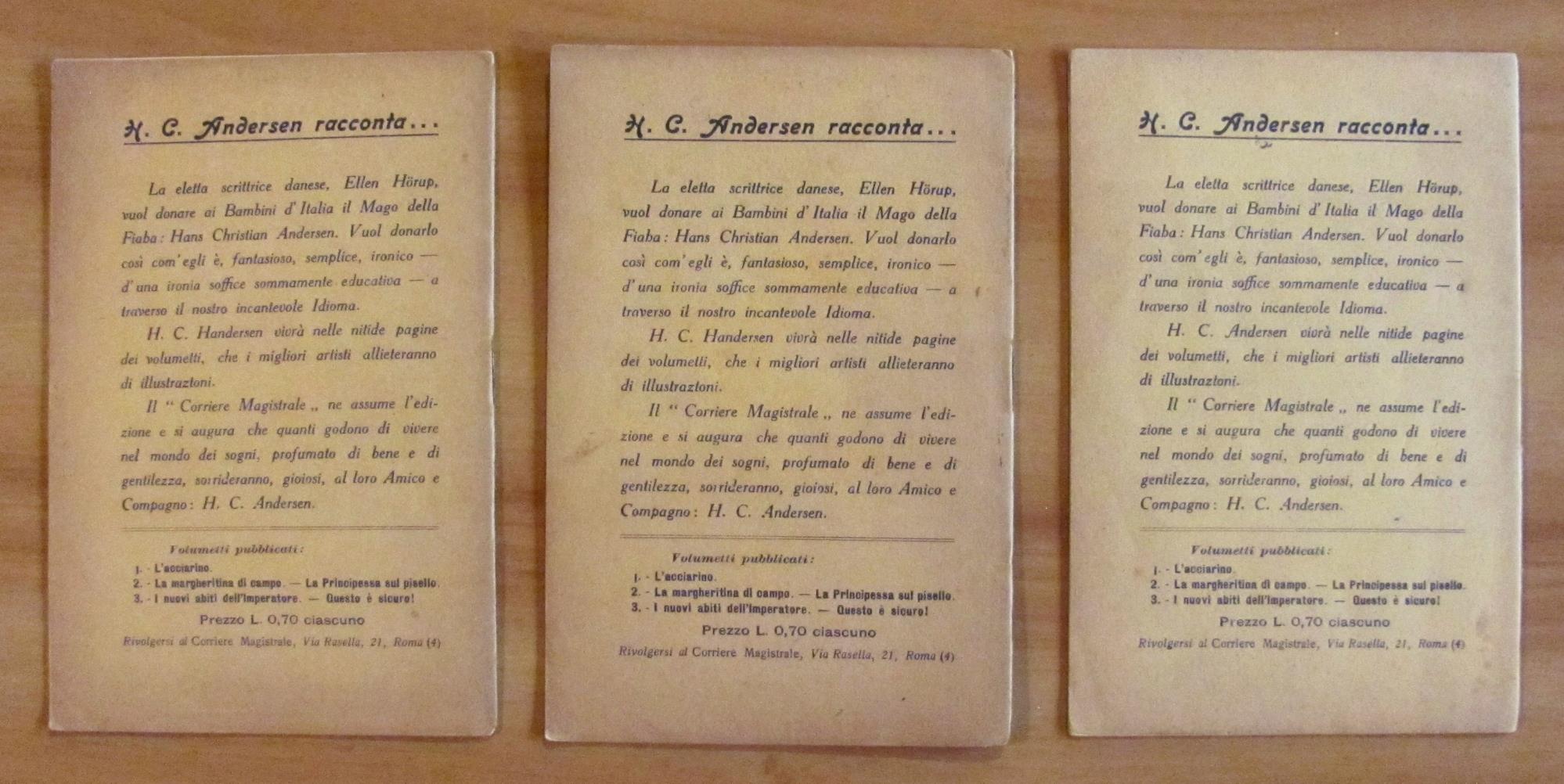 ANDERSEN RACCONTA Vol. 1, 2 e 3, primi '900 - ill. L. EDEL