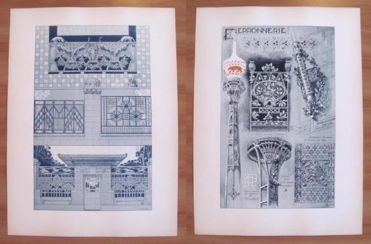 Esquisses Decoratives - 60 Tavole Sciolte Art Nouveau, Anche A Pochoir, In Cartella, Primi '900 - 7