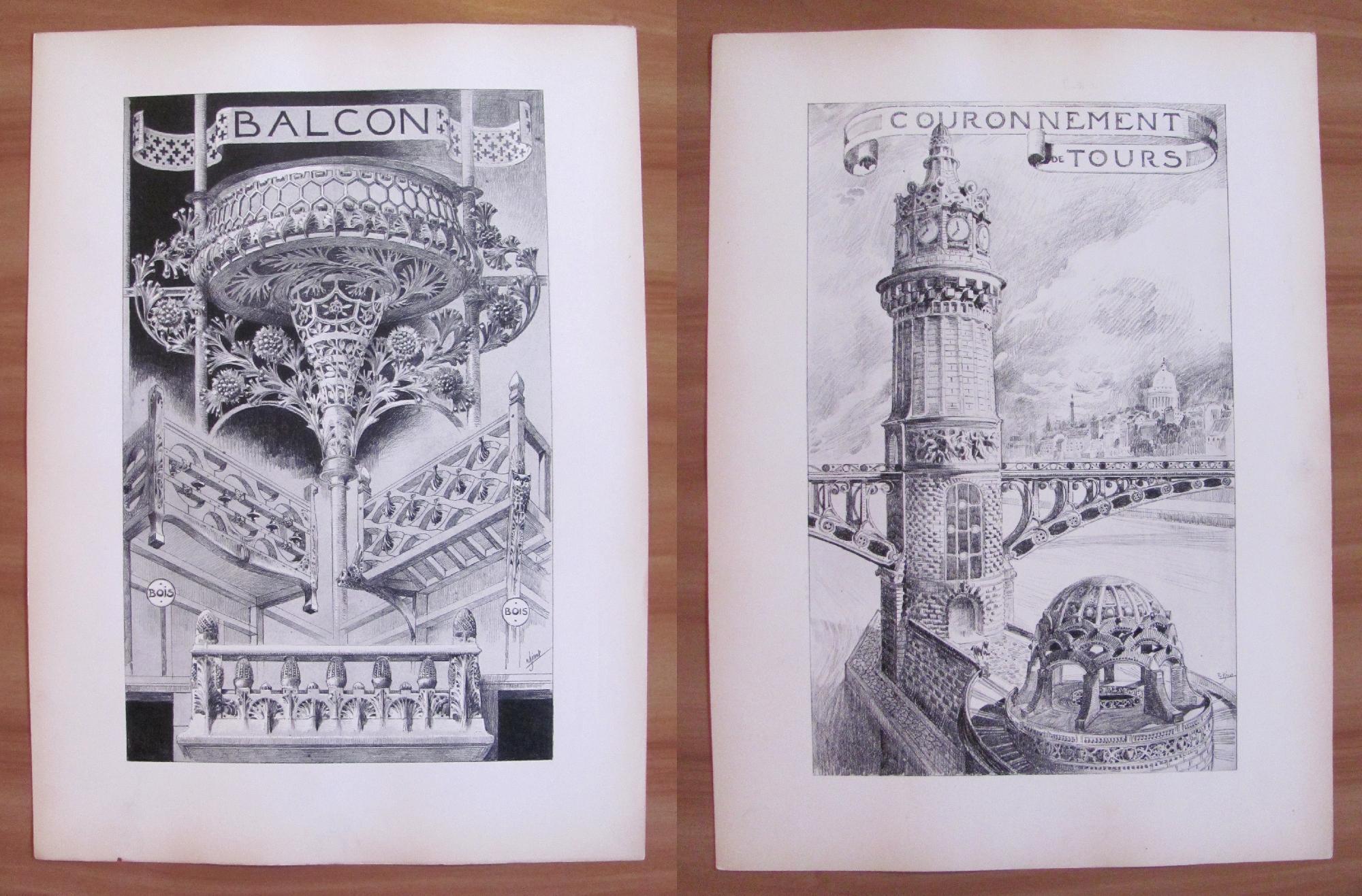 Esquisses Decoratives - 60 Tavole Sciolte Art Nouveau, Anche A Pochoir, In Cartella, Primi '900