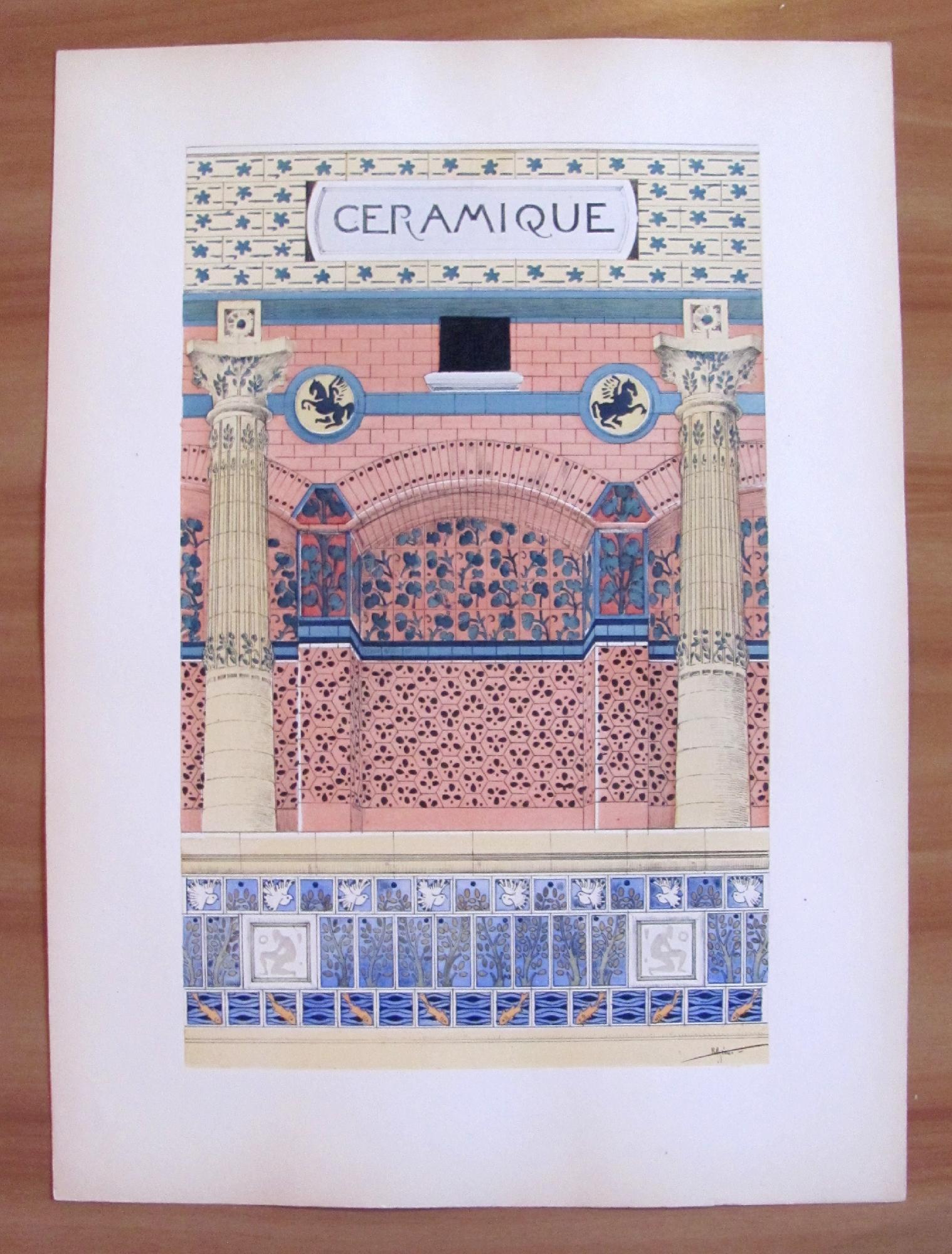 Esquisses Decoratives - 60 Tavole Sciolte Art Nouveau, Anche A Pochoir, In Cartella, Primi '900