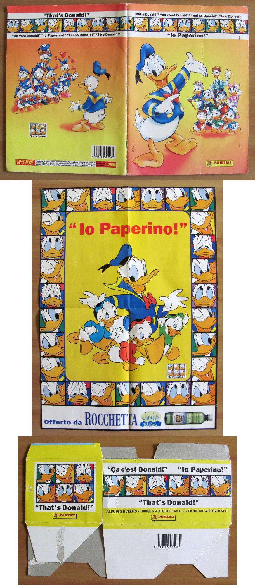 ALBUM FIGURINE PANINI - IO PAPERINO + POSTER Rocchetta + SCATOLA FIGURINE
