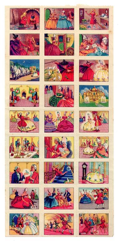 Foglio di 27 DECALCOMANIE CENENRENTOLA Cinderella, anni '40 - RARO - Charles Perrault - copertina