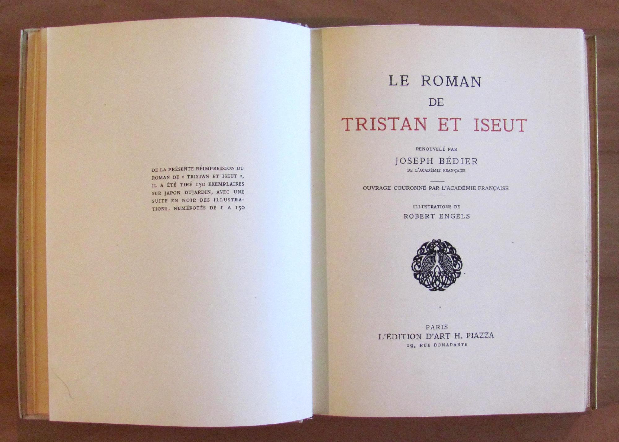 Le ROMAN DE TRISTAN ET ISEUT - Ed Piazza 1939 - ill. ENGELS - 150 esemplari