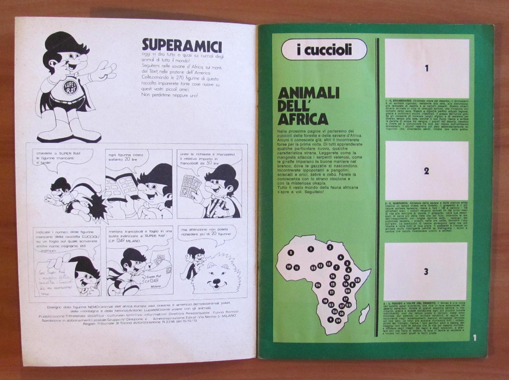 Album Figurine I Cuccioli - Super Raf - Ediraf, 1976 Con 54 Figurine