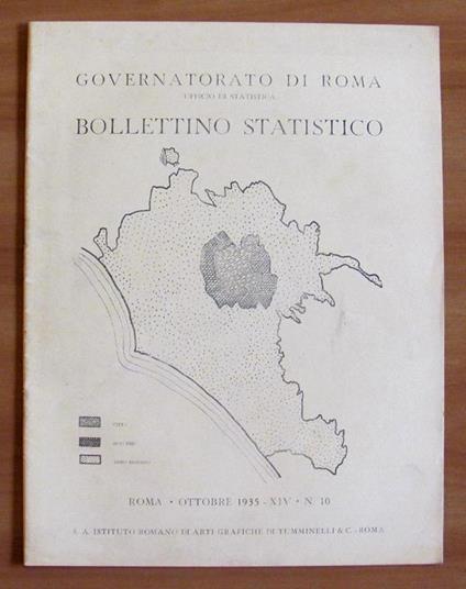 Bollettino Statistico N.10 1935. Ufficio Statistica Di: Governatorato Di Roma - copertina