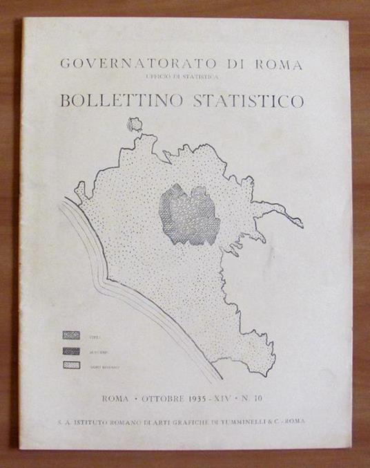 Bollettino Statistico N.10 1935. Ufficio Statistica Di: Governatorato Di Roma - copertina