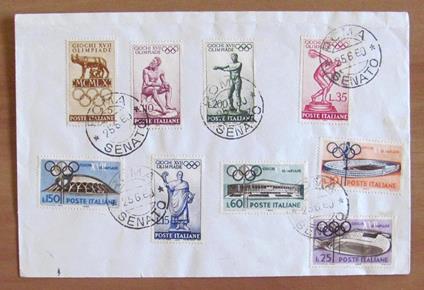 Busta SENATO della REPUBBLICA con 9 FRANCOBOLLI GIOCHI XVII OLIMPIADE 1960 - copertina