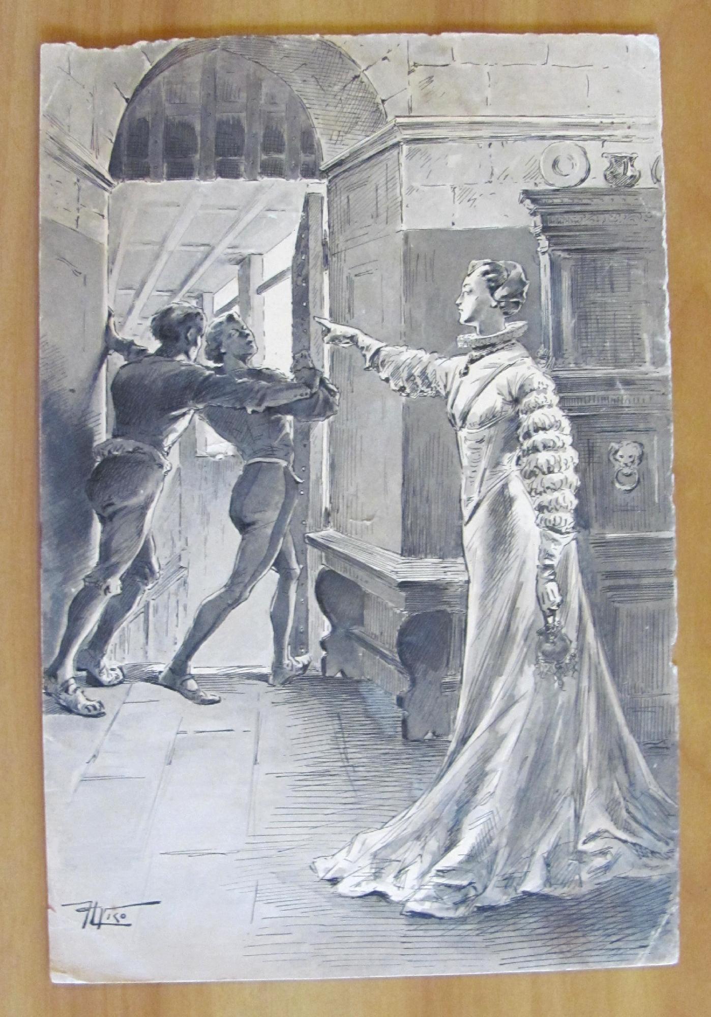 Bella Tavola originale primi '900 - 17x25 in China e Acquarello - Firmata