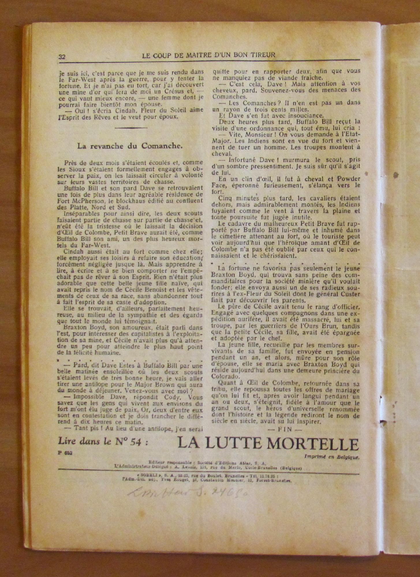 Buffalo Bill Le Heros Du Far-West N.53 - Le Coup De Maitre D'Un Bon Tireur