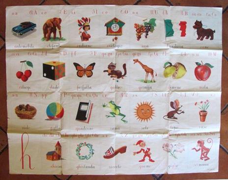 Grande Manifesto Scolastico ABBECEDARIO - anni '50 - 105x85 - RARO - copertina