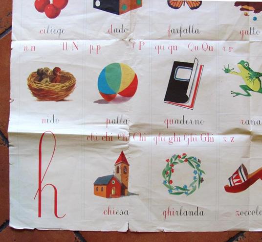 Grande Manifesto Scolastico ABBECEDARIO - anni '50 - 105x85 - RARO - 4