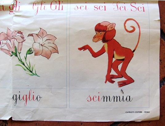 Grande Manifesto Scolastico ABBECEDARIO - anni '50 - 105x85 - RARO - 6