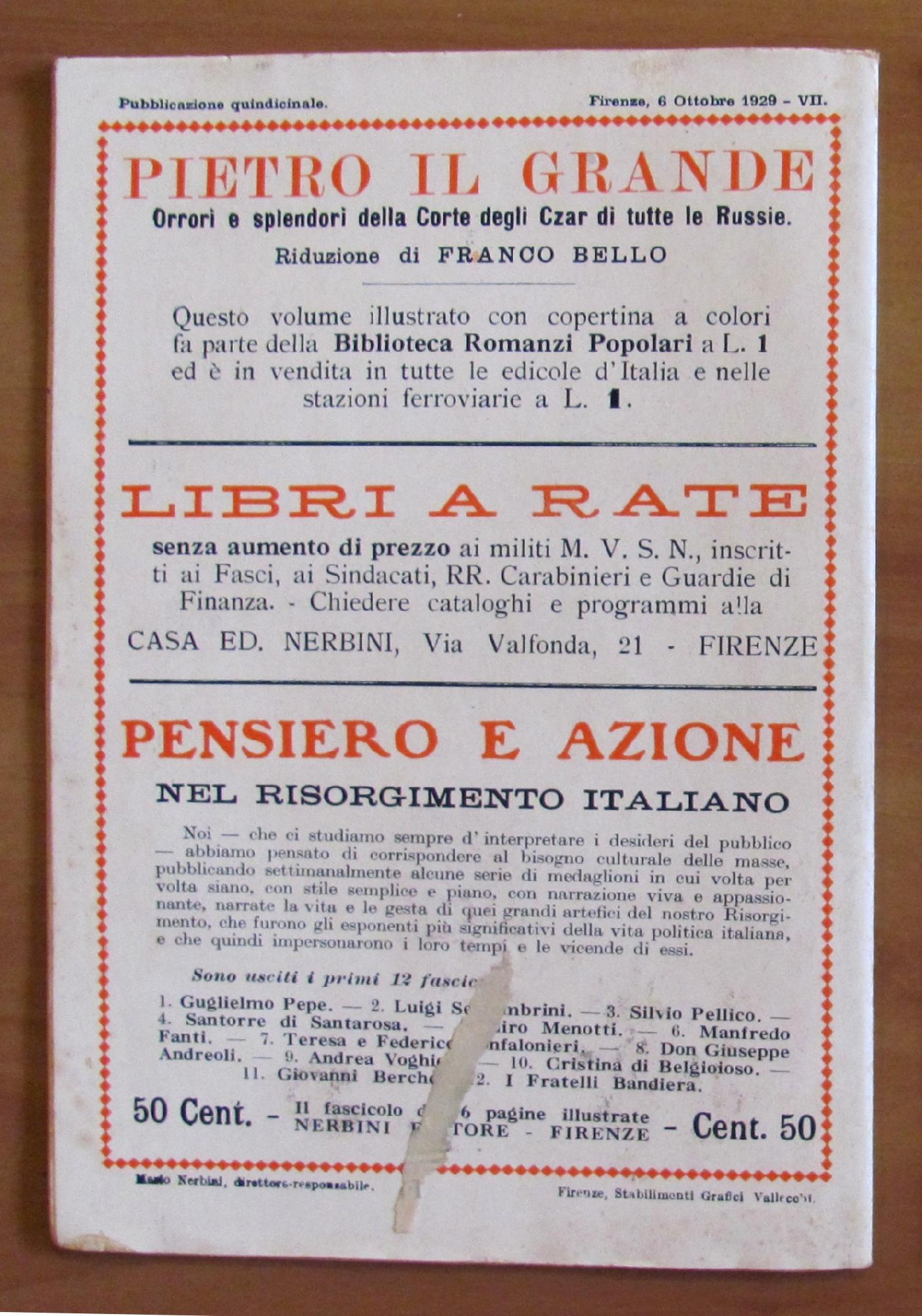 Il Re Dei Lupi - Collana Il Romanzo Settimanale N.28 - Nerbini, 1929 - Ill Toppi