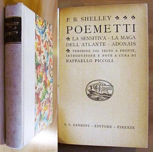 Poemetti - La Sensitiva - La Maga Dell'Atlante - Adonais - I Edizione 1925 - copertina