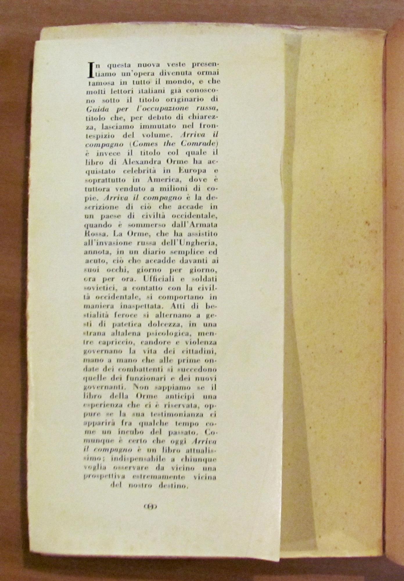 ARRIVA IL COMPAGNO - GUIDA PER L'OCCUPAZIONE RUSSA - Collana Il Mondo Nuovo Vol. 10