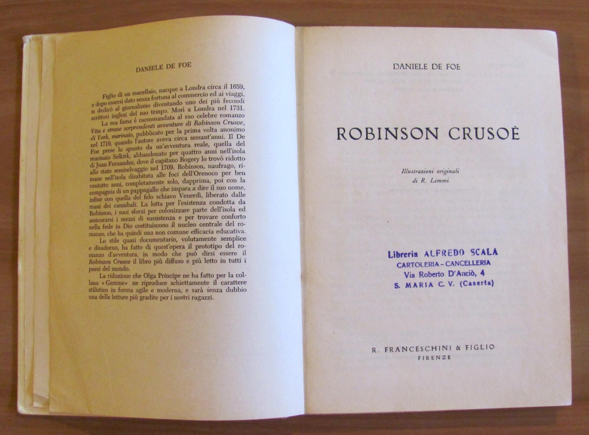 Robinson Crosoe - Collana Gemme N.19 - 1951 Ill. Lemmi
