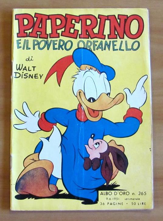 Paperino E Il Povero Orfanello - Albo D'Oro N.265 Del 1951 - Walt Disney - copertina